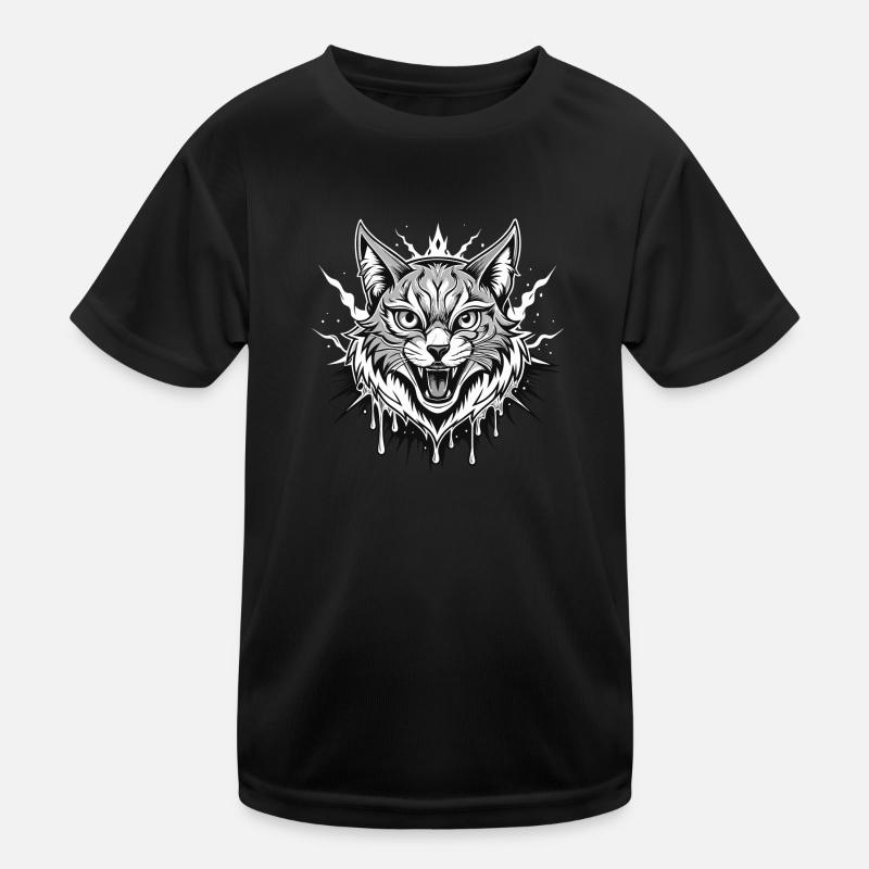 cat black and withe Kinder Funktions-T-Shirt