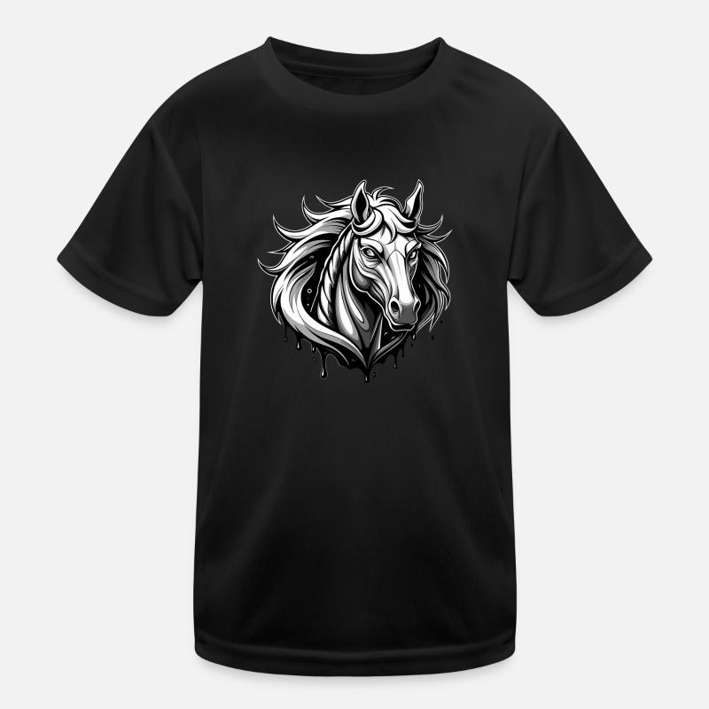 horse black and withe Kinder Funktions-T-Shirt