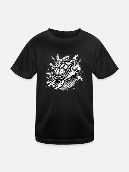 Tortue effrayée - T-shirt sport Enfant - noir - Devant