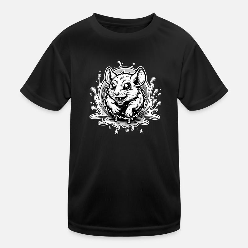 cute rat - Kids Functional T-Shirt - black