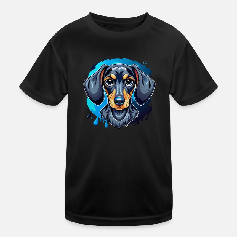 dackel - Kinder Funktions-T-Shirt - Schwarz
