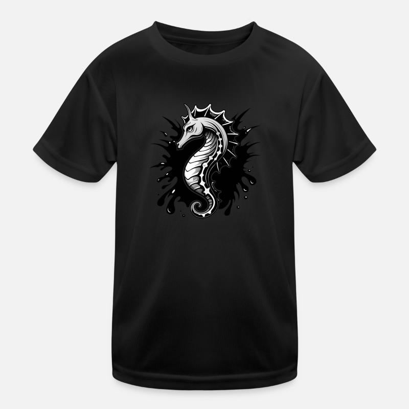 Hippocampe Noir Blanc T-shirt sport Enfant
