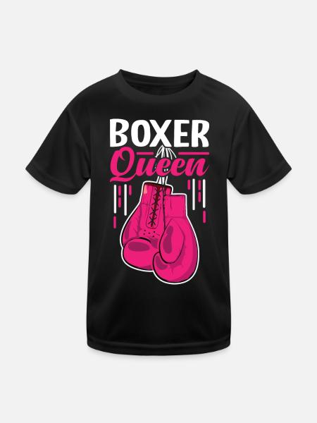 Boxer-Königin - Kinder Funktions-T-Shirt - Schwarz - Vorne