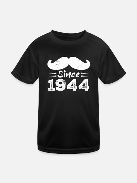 Geschenk zum 80. Geburtstag - Vintage 1944 Schnurrbart - Kinder Funktions-T-Shirt - Schwarz - Vorne