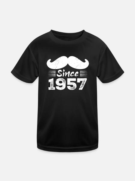 Geschenk zum 67. Geburtstag - Vintage 1957 Schnurrbart - Kinder Funktions-T-Shirt - Schwarz - Vorne