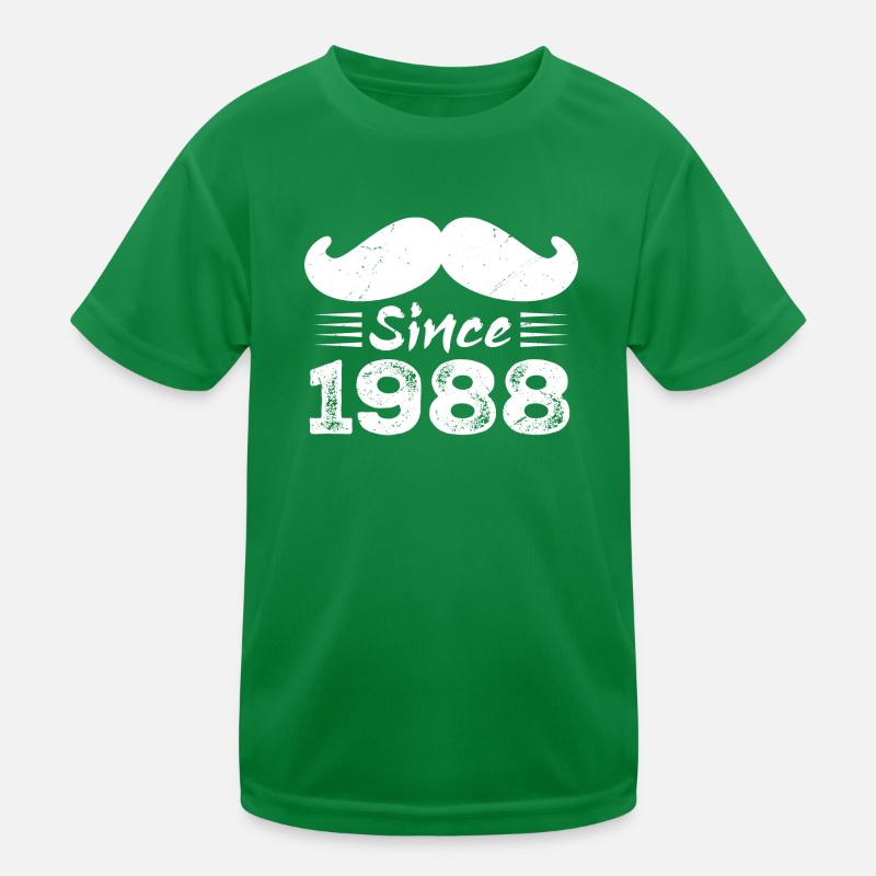 36th Birthday Gift - Vintage 1988 Moustache Kids Functional T-Shirt