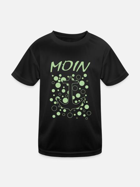 Moin - Kinder Funktions-T-Shirt - Schwarz - Vorne