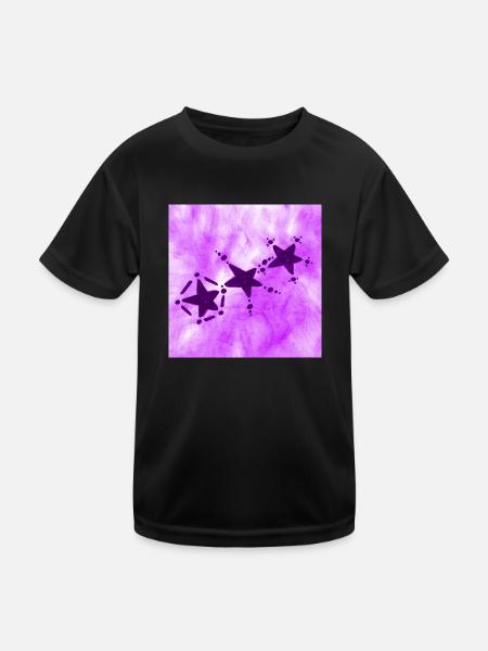 3 STERNE LÄCHELNDER FLIEDER - Kinder Funktions-T-Shirt - Schwarz - Vorne