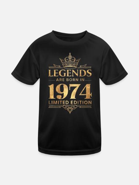 Legends Are Born In 1974 Limited Edition - Kinder Funktions-T-Shirt - Schwarz