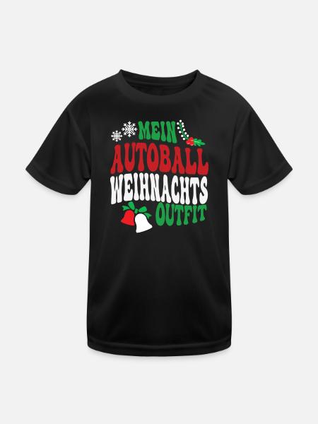 Autoball Weihnachten Outfit Autoballspieler XMAS - Kinder Funktions-T-Shirt - Schwarz - Vorne