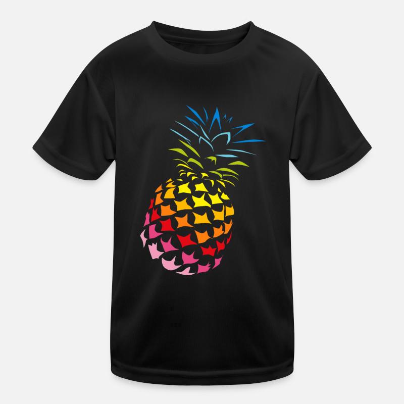 Ananas Regenbogen Farben - Kinder Funktions-T-Shirt - Schwarz