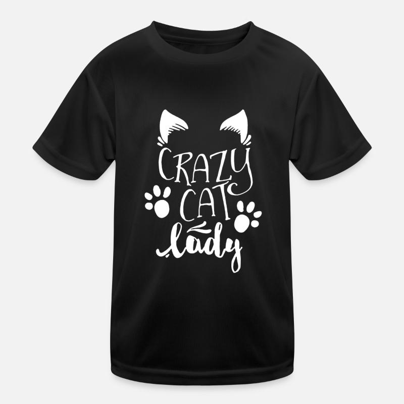 Verrückte Katze Dame Shirt Kinder Funktions-T-Shirt