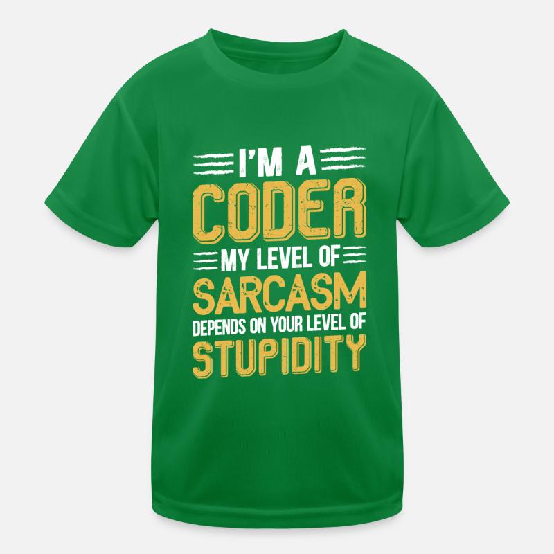 I am a coder my level of sarcasm Kids Functional T-Shirt