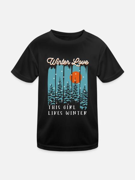 Winter Love Girl Likes Winter Cozy Winter Season - Kids Functional T-Shirt - black - Front