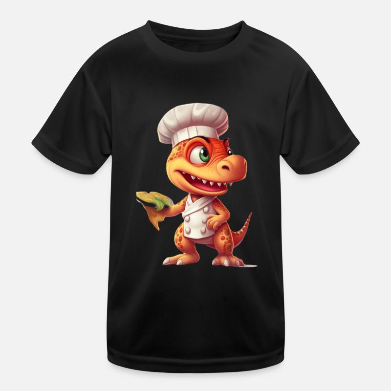 Mignon bébé Velociraptor Chef - T-shirt sport Enfant - noir