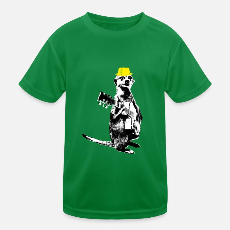 Suricate Guitariste Blanc BG Chapeau Jaune T-shirt sport Enfant