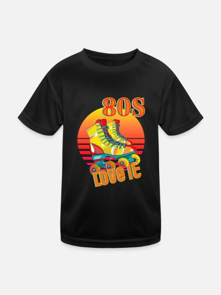 Roller Skates 80's Retro Vintage - Kids Functional T-Shirt - black