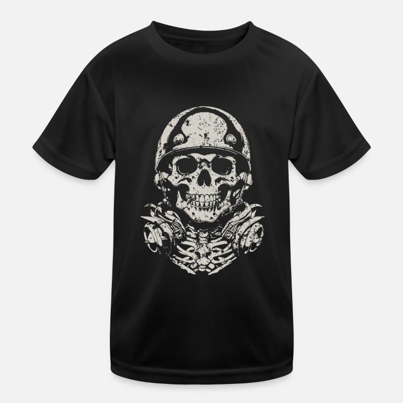 Skull mit Helm Kinder Funktions-T-Shirt
