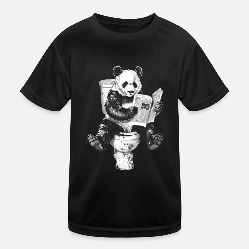 Panda auf Toilette Kinder Funktions-T-Shirt