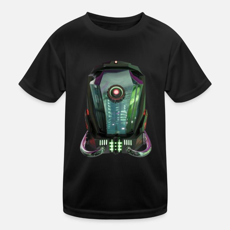 Futuristischer Roboterhelm Kinder Funktions-T-Shirt
