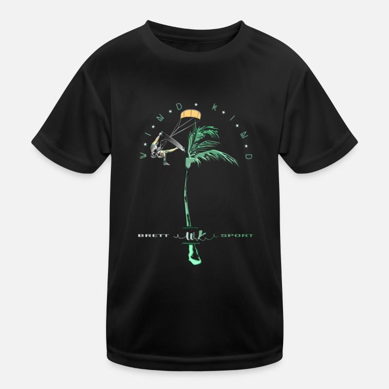 Windkind Surfers - Kinder Funktions-T-Shirt - Schwarz