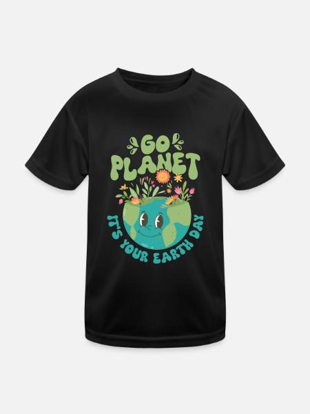 Go Planet It's Your Earth Day Planet Environmental - Kinder Funktions-T-Shirt - Schwarz - Vorne