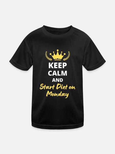 Keep Calm and Start Diet Monday - T-shirt sport Enfant - noir - Devant