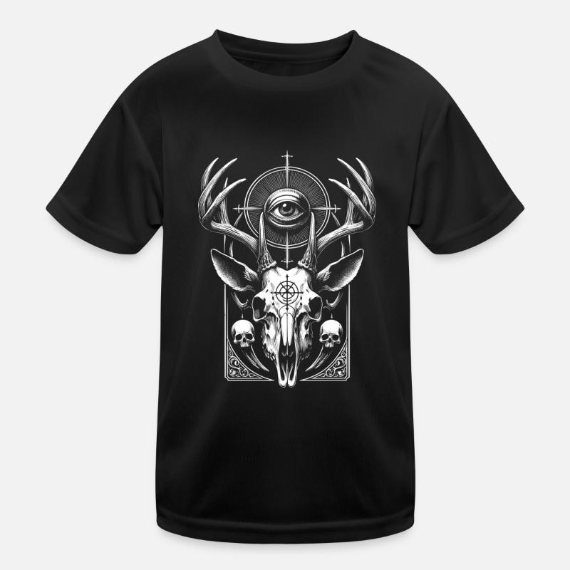 Deer Skull 3 - Kids Functional T-Shirt - black