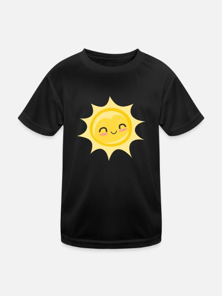 Sonne - Sonnenstrahlen Sonnenlicht Sommer Spass - Kinder Funktions-T-Shirt - Schwarz - Vorne