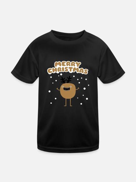 Lustiger Weihnachts Elch - Merry Christmas - Kinder Funktions-T-Shirt - Schwarz
