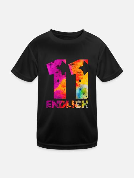 ENDLICH 11 EINHORN 11. GEBURTSTAG - Kinder Funktions-T-Shirt - Schwarz