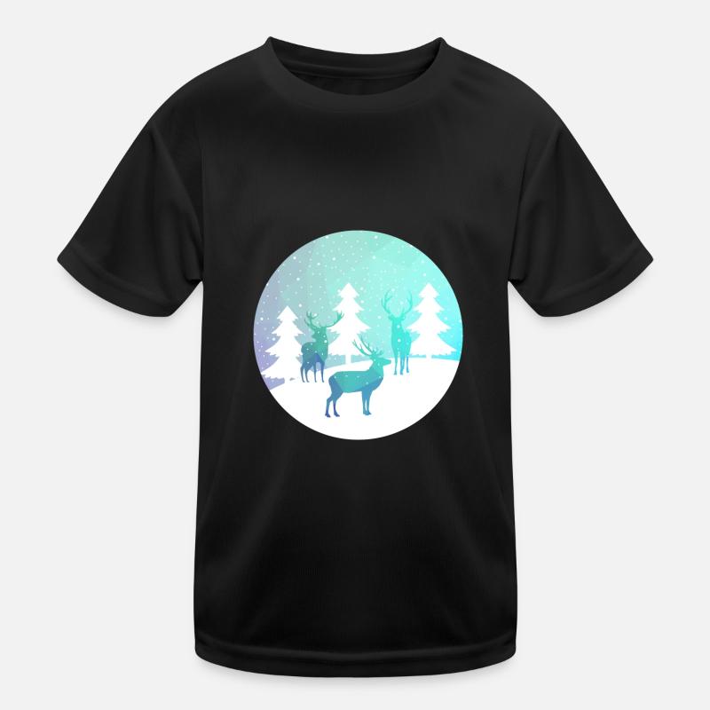 Deer Winter Forest Kids Functional T-Shirt