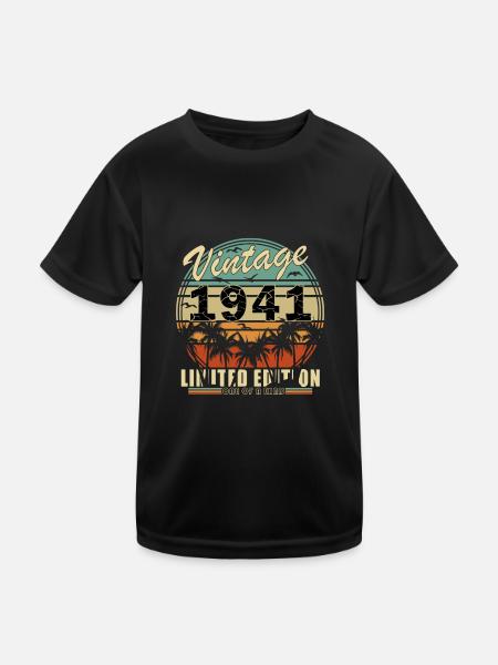 Jahrgang 1941 Baujahr Geburtstag - Kinder Funktions-T-Shirt - Schwarz - Vorne