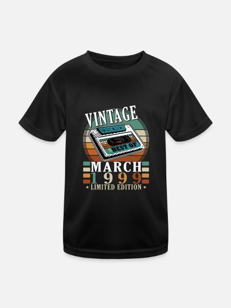 März 1999 Jubiläumsgeschenk. März 1999. März - Kinder Funktions-T-Shirt - Schwarz - Vorne