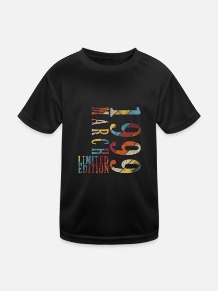 März 1999 Jubiläumsgeschenk. März 1999. März - Kinder Funktions-T-Shirt - Schwarz - Vorne