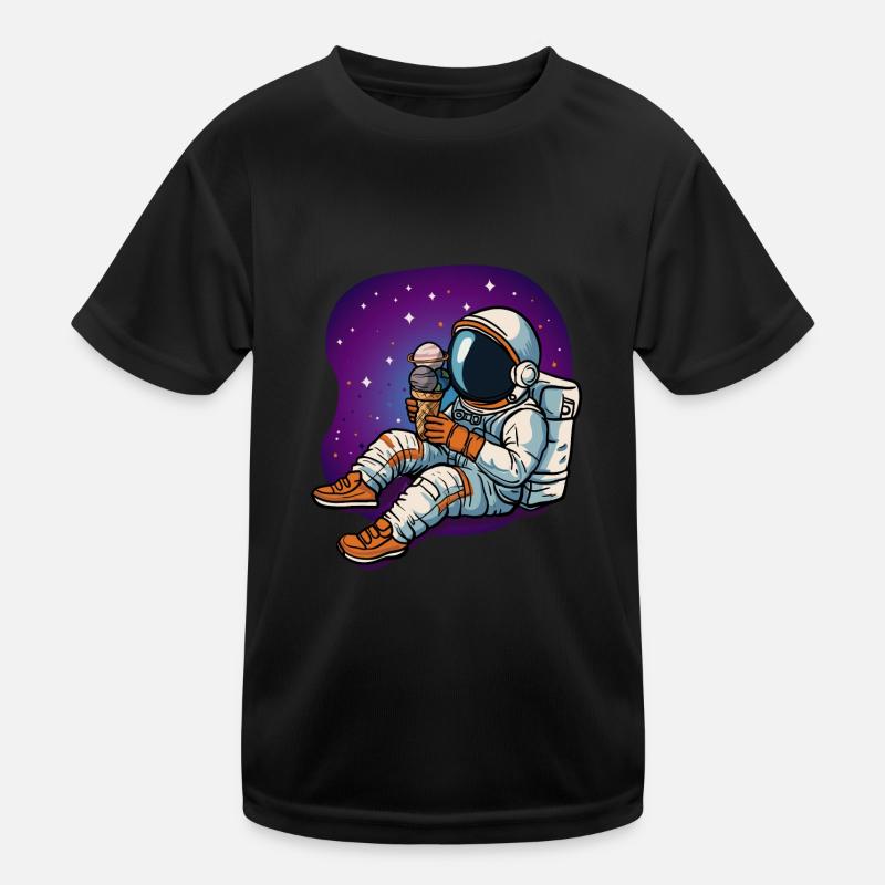 Astronaut, Solar System, Planets, Ice, Ice Balls - Kids Functional T-Shirt - black