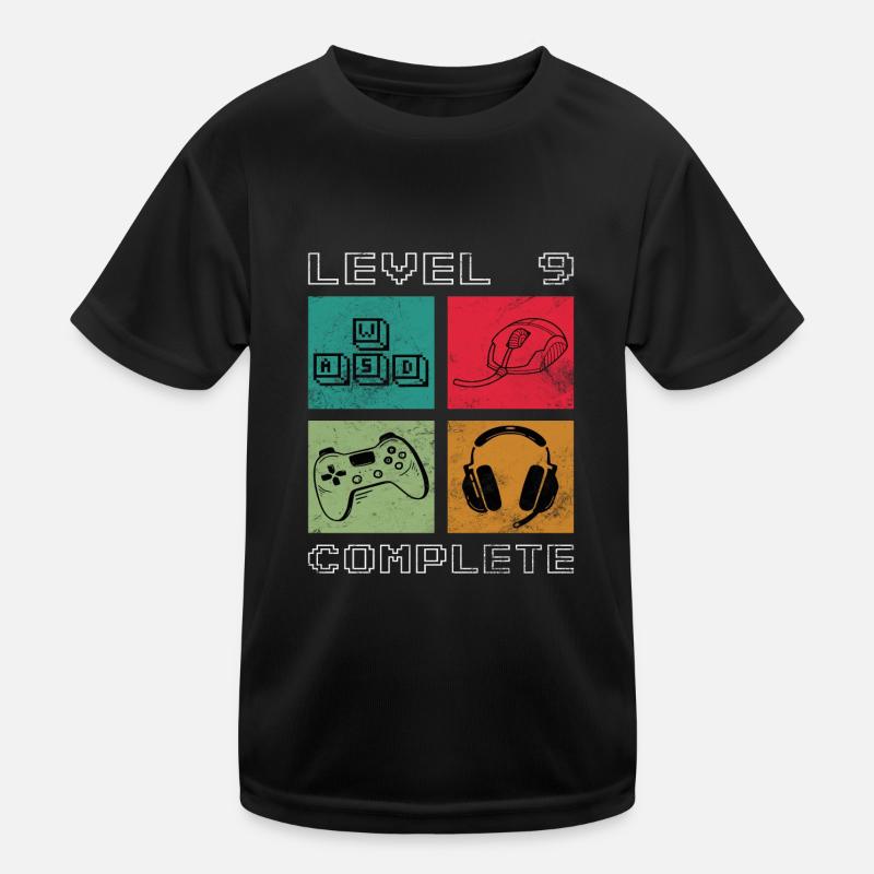 Level 9 Complete 9 Geburtstag Junge Mädchen Kinder Funktions-T-Shirt