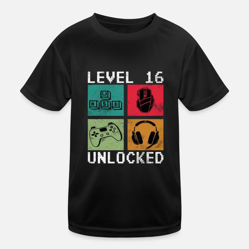 Level 16 unlocked 16 Birthday 16 years old Kids Functional T-Shirt