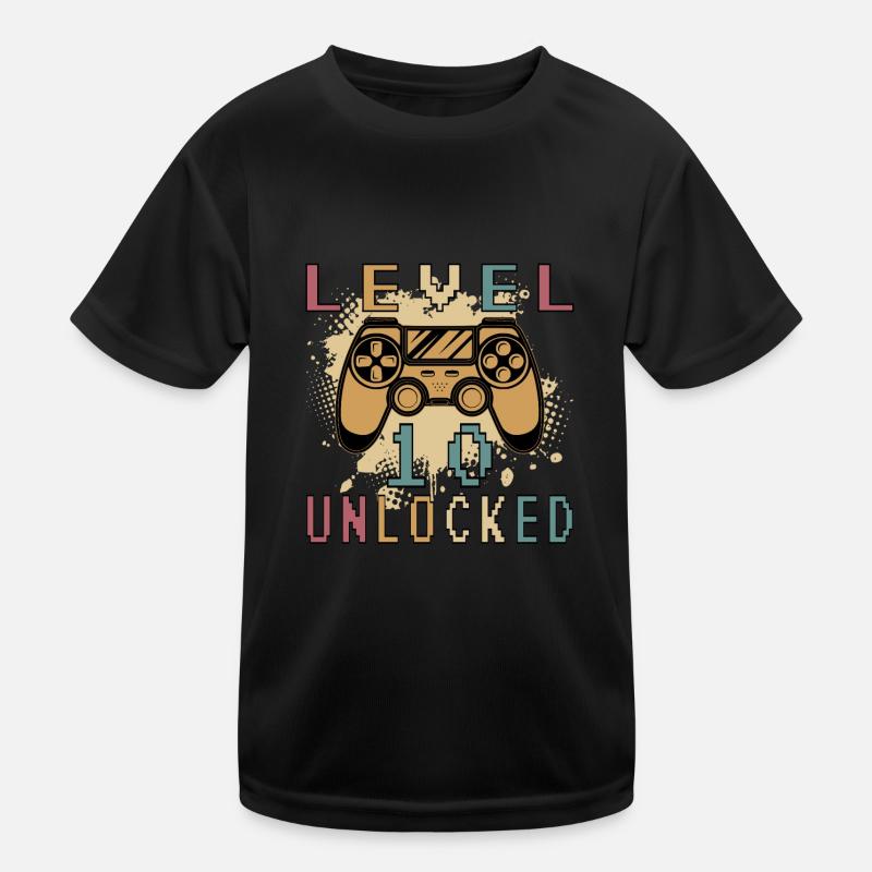Level 10 Unlocked Zocker 10 Geburtstag Geschenk Kinder Funktions-T-Shirt