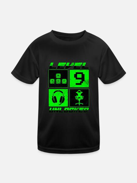 Chemise débloquée de niveau 9 Chemise du 9e anniversaire - T-shirt sport Enfant - noir - Devant