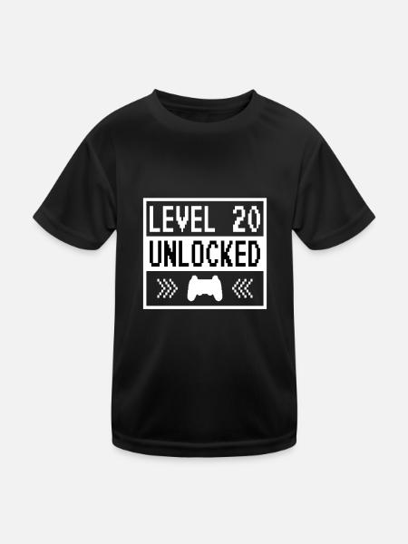 20 Years Level Vintage Unlocked - Kids Functional T-Shirt - black - Front