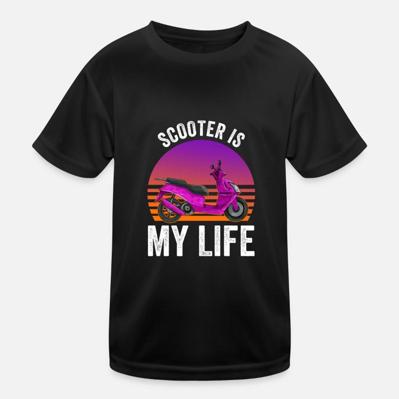 Motorroller Rollerfahrer Motorrad - Kinder Funktions-T-Shirt - Schwarz
