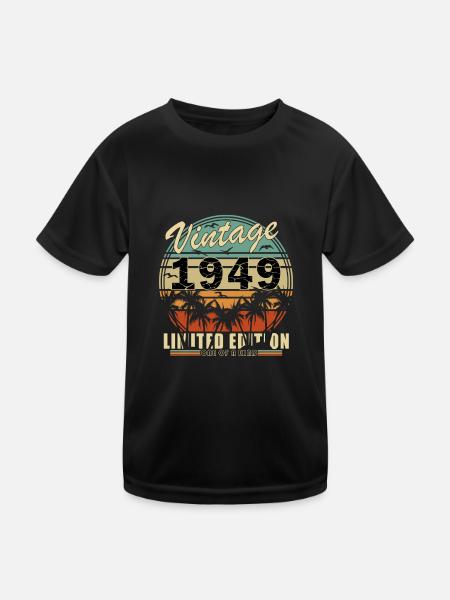 1949 Jubiläumsgeschenk Jahrgang 1949 Vintage 1949 - Kinder Funktions-T-Shirt - Schwarz - Vorne