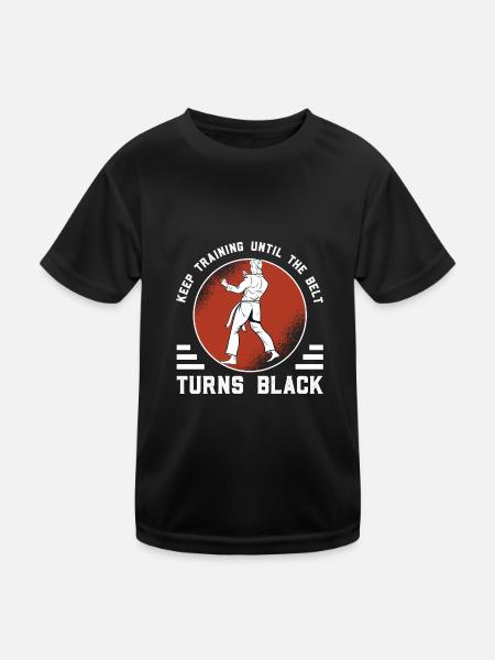 Karate Schwarzer Gürtel - Kinder Funktions-T-Shirt - Schwarz - Vorne