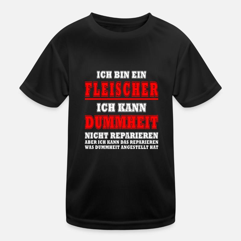 Fleisch Sprüche Fleischer Fleischesser Spruch - Kinder Funktions-T-Shirt - Schwarz