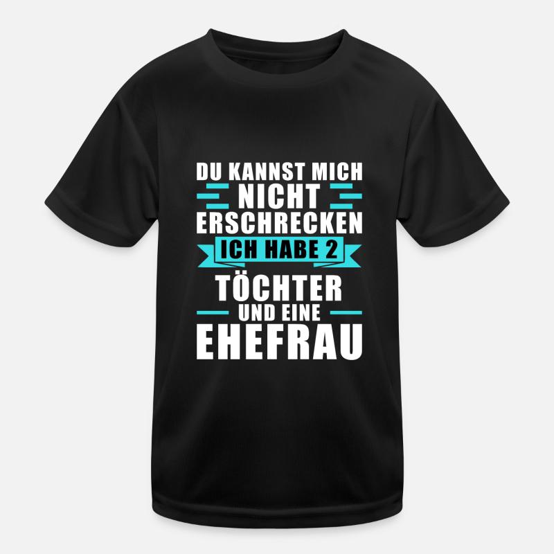 Papa 2 Töchter Papa von 2 Töchtern Geschenk - Kinder Funktions-T-Shirt - Schwarz