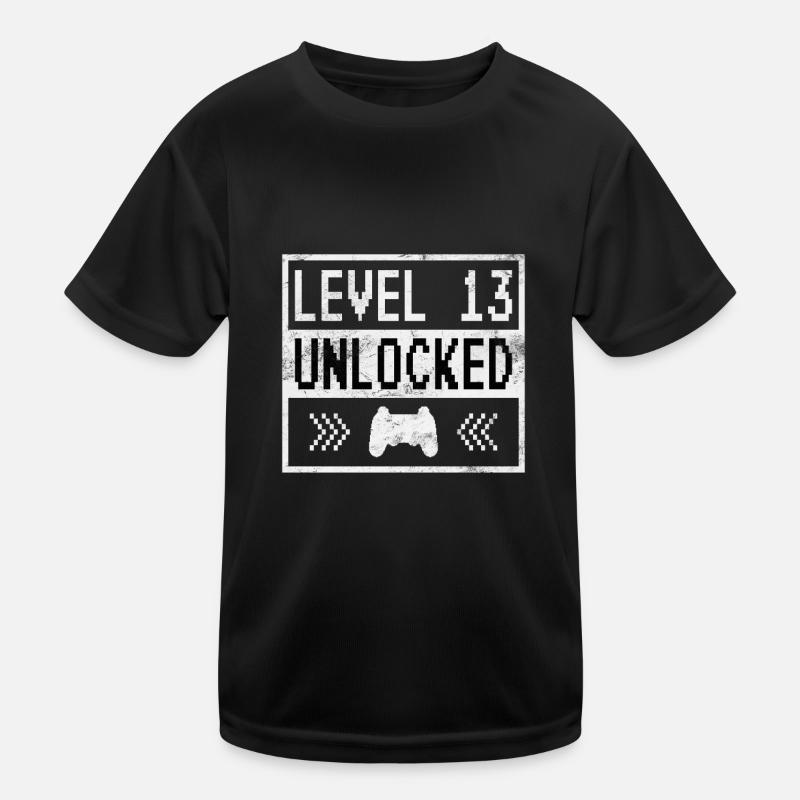 Level 13 unlocked 13. Geburtstag Gaming Geschenk - Kinder Funktions-T-Shirt - Schwarz