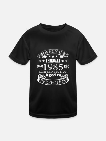 Né(e) en février 1985 millésime 1985 anniversaire - T-shirt sport Enfant - noir - Devant