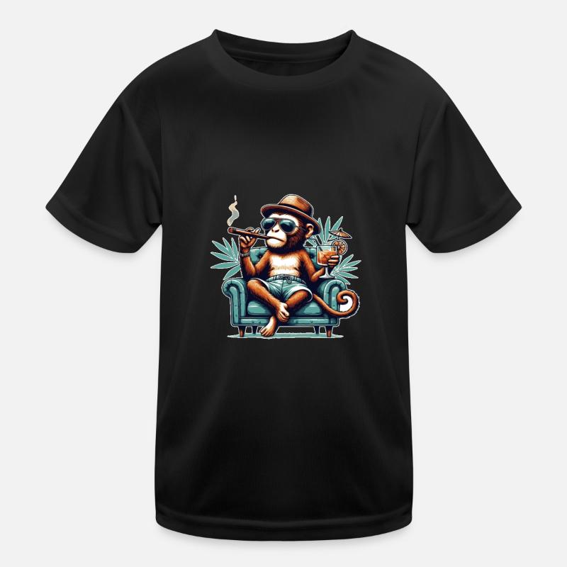 Monkey Sunglasses Cool Kids Functional T-Shirt