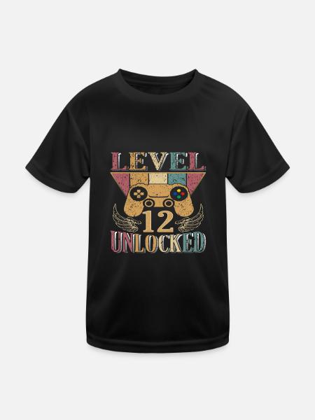 12th Birthday Gamer 12 Years - Kids Functional T-Shirt - black - Front